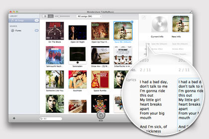 TidyMyMusic für Mac, Songtexte für besseren Musikgenuss