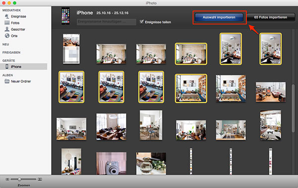 fotos vom iphone zum mac via iphoto übertragen